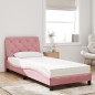 vidaXL Bett mit Matratze Rosa 90x200 cm Samt vidaXL Bett mit Matratze Rosa 90x200 cm Samt