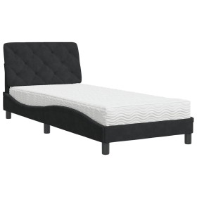 vidaXL Bett mit Matratze Schwarz 90x190 cm Samt