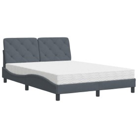 vidaXL Bett mit Matratze Dunkelgrau 120x200 cm Samt