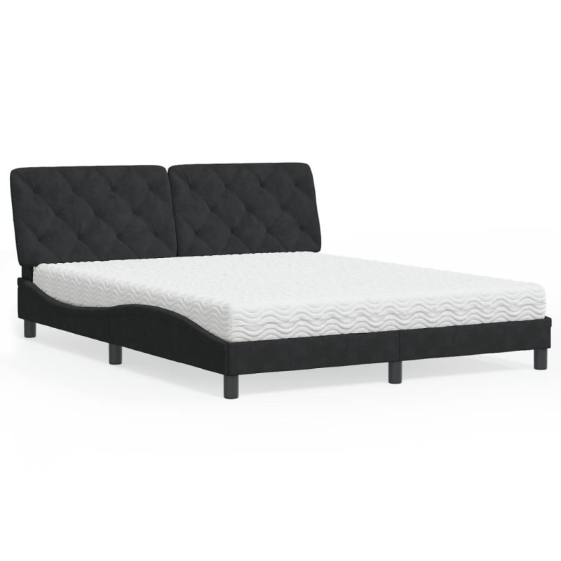 vidaXL Bett mit Matratze Schwarz 160x200 cm Samt vidaXL Bett mit Matratze Schwarz 160x200 cm Samt
