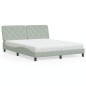 vidaXL Bett mit Matratze Hellgrau 160x200 cm Samt vidaXL Bett mit Matratze Hellgrau 160x200 cm Samt