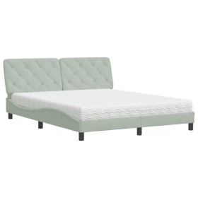 vidaXL Bett mit Matratze Hellgrau 160x200 cm Samt