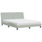 vidaXL Bett mit Matratze Hellgrau 160x200 cm Samt vidaXL Bett mit Matratze Hellgrau 160x200 cm Samt