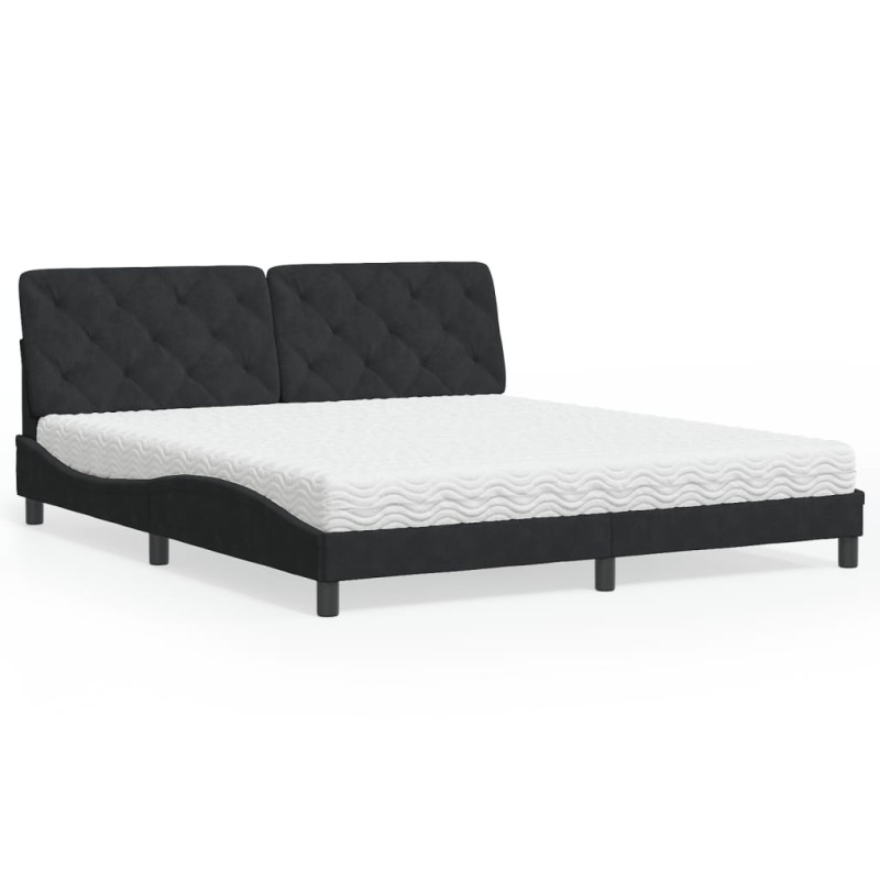 vidaXL Bett mit Matratze Schwarz 180x200 cm Samt vidaXL Bett mit Matratze Schwarz 180x200 cm Samt