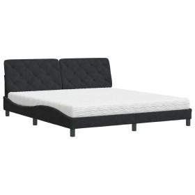 vidaXL Bett mit Matratze Schwarz 180x200 cm Samt