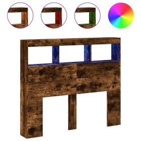 vidaXL LED-Kopfteil mit Ablagen Räuchereiche 120x17x102 cm
