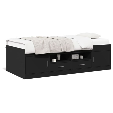 vidaXL Tagesbett mit Schubladen Schwarz 90x190 cm Holzwerkstoff