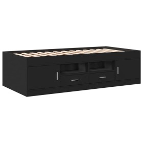 vidaXL Tagesbett mit Schubladen Schwarz 90x190 cm Holzwerkstoff