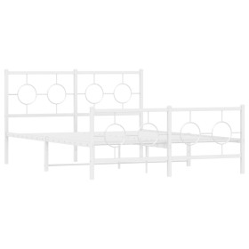 vidaXL Bettgestell mit Kopf- und Fußteil Metall Weiß 140x190 cm