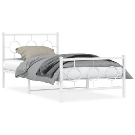 vidaXL Bettgestell mit Kopf- und Fußteil Metall Weiß 100x190 cm