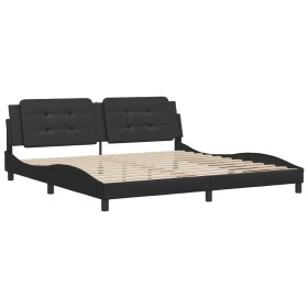 vidaXL Bettgestell mit Kopfteil Schwarz 200x200 cm Kunstleder