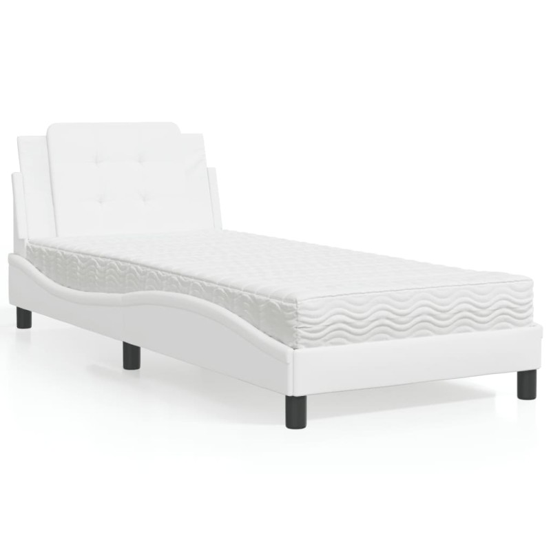 vidaXL Bett mit Matratze Weiß 80x200 cm Kunstleder vidaXL Bett mit Matratze Weiß 80x200 cm Kunstleder