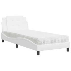 vidaXL Bett mit Matratze Weiß 80x200 cm Kunstleder