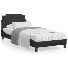 vidaXL Bett mit Matratze Schwarz 90x190 cm Kunstleder