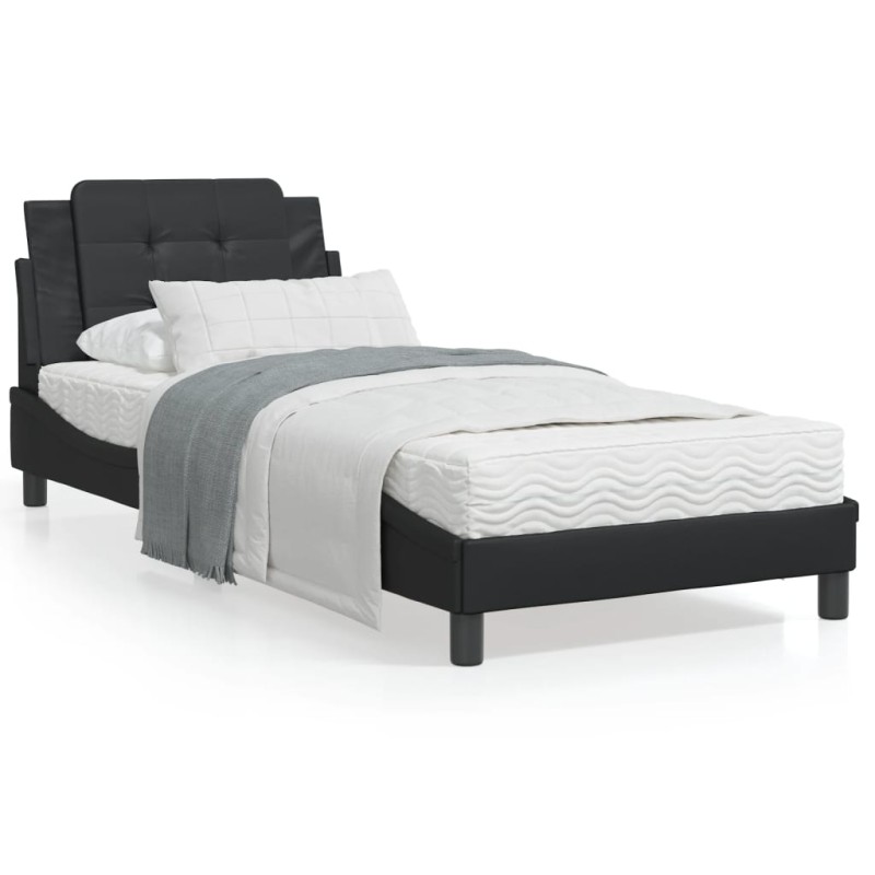 vidaXL Bett mit Matratze Schwarz 90x190 cm Kunstleder vidaXL Bett mit Matratze Schwarz 90x190 cm Kunstleder