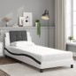 vidaXL Bett mit Matratze Weiß und Schwarz 90x200 cm Kunstleder vidaXL Bett mit Matratze Weiß und Schwarz 90x200 cm Kunstleder