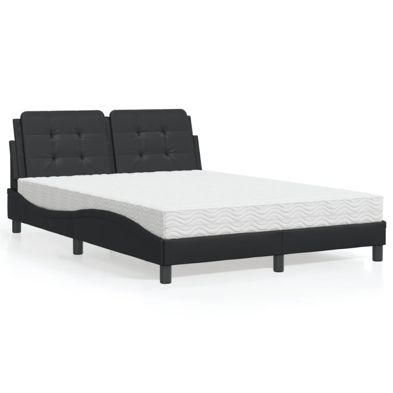 vidaXL Bett mit Matratze Schwarz 140x190 cm Kunstleder vidaXL Bett mit Matratze Schwarz 140x190 cm Kunstleder