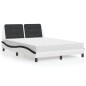 vidaXL Bett mit Matratze Weiß und Schwarz 140x190 cm Kunstleder vidaXL Bett mit Matratze Weiß und Schwarz 140x190 cm Kunstleder