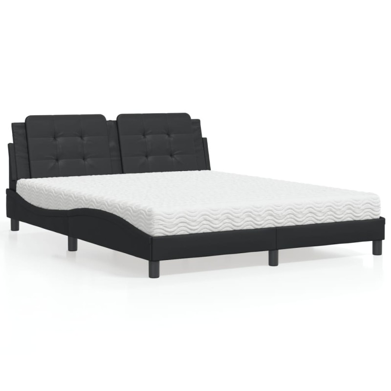 vidaXL Bett mit Matratze Schwarz 160x200 cm Kunstleder vidaXL Bett mit Matratze Schwarz 160x200 cm Kunstleder