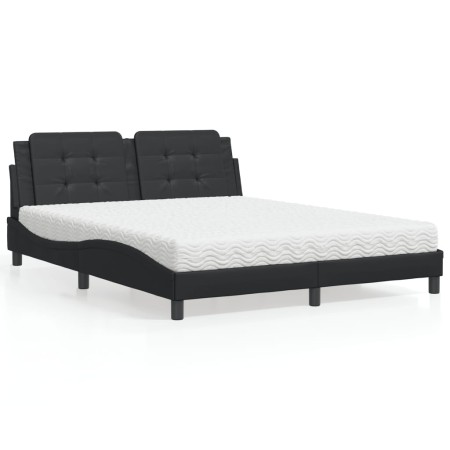 vidaXL Bett mit Matratze Schwarz 160x200 cm Kunstleder
