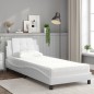 vidaXL Bett mit Matratze Weiß 100x200 cm Kunstleder vidaXL Bett mit Matratze Weiß 100x200 cm Kunstleder