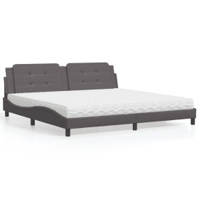 vidaXL Bett mit Matratze Grau 200x200 cm Kunstleder