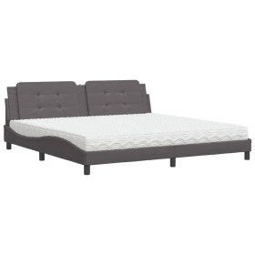 vidaXL Bett mit Matratze Grau 200x200 cm Kunstleder