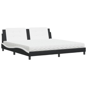 vidaXL Bett mit Matratze Schwarz und Weiß 200x200 cm Kunstleder