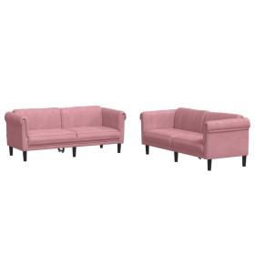 vidaXL 2-tlg. Sofagarnitur Rosa Samt