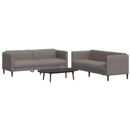 vidaXL 2-tlg. Sofagarnitur Taupe Stoff