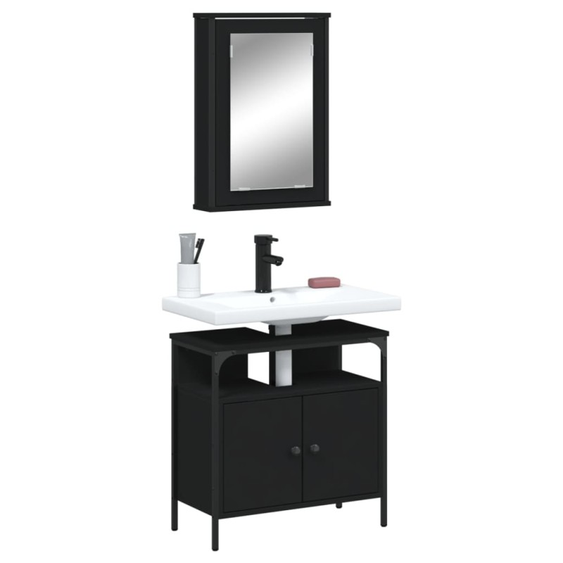 vidaXL 2-tlg. Badmöbel-Set Schwarz Holzwerkstoff vidaXL 2-tlg. Badmöbel-Set Schwarz Holzwerkstoff
