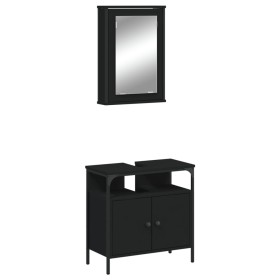 vidaXL 2-tlg. Badmöbel-Set Schwarz Holzwerkstoff