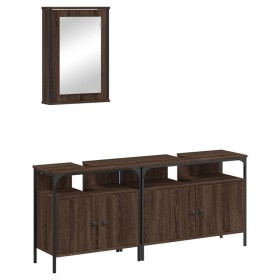 vidaXL 3-tlg. Badmöbel-Set Braun Eichen-Optik Holzwerkstoff