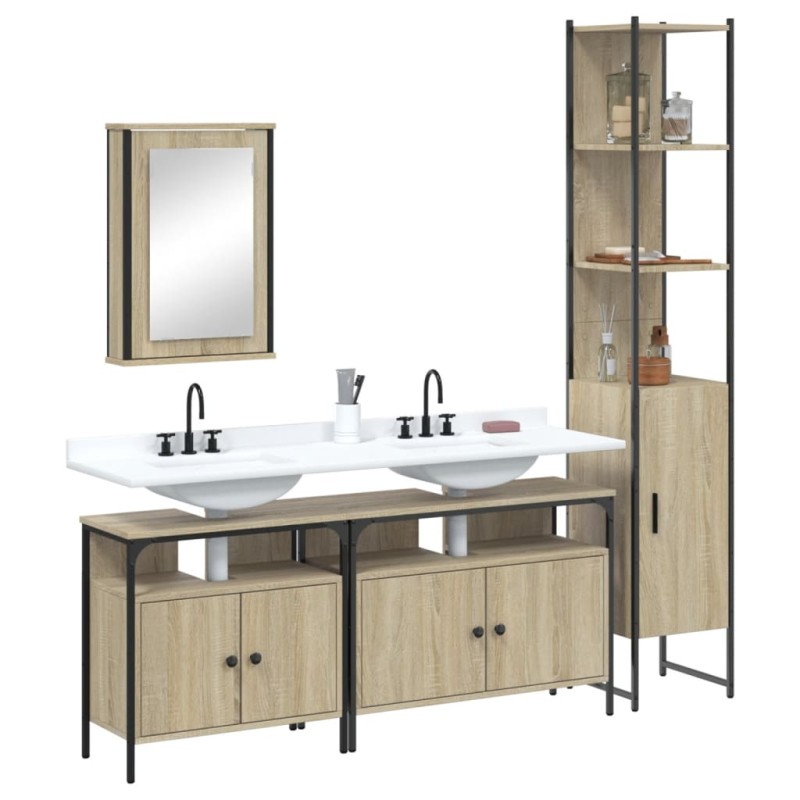 vidaXL 4-tlg. Badmöbel-Set Sonoma-Eiche Holzwerkstoff vidaXL 4-tlg. Badmöbel-Set Sonoma-Eiche Holzwerkstoff