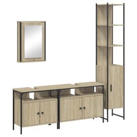 vidaXL 4-tlg. Badmöbel-Set Sonoma-Eiche Holzwerkstoff