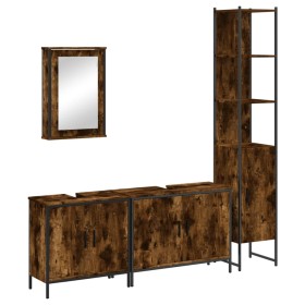 vidaXL 4-tlg. Badmöbel-Set Räuchereiche Holzwerkstoff