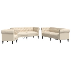 vidaXL 3-tlg. Sofagarnitur Creme Stoff