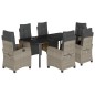 vidaXL 7-tlg. Garten-Essgruppe mit Kissen Hellgrau Poly Rattan vidaXL 7-tlg. Garten-Essgruppe mit Kissen Hellgrau Poly Rattan