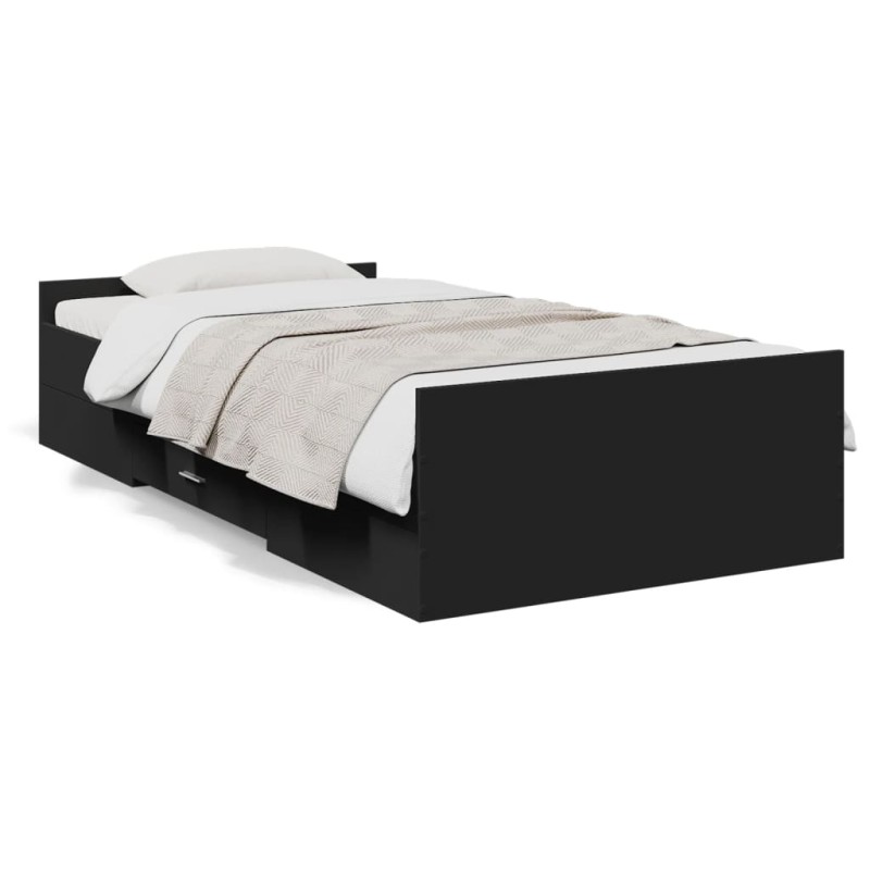 vidaXL Bettgestell mit Schubladen Schwarz 90x190 cm Holzwerkstoff vidaXL Bettgestell mit Schubladen Schwarz 90x190 cm Holzwerkstoff
