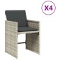 vidaXL Gartenstühle mit Kissen 4 Stk. Hellgrau Poly Rattan vidaXL Gartenstühle mit Kissen 4 Stk. Hellgrau Poly Rattan