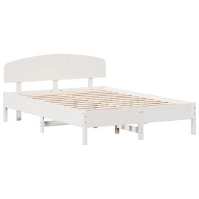 vidaXL Massivholzbett mit Kopfteil Weiß 150x200 cm Kiefer
