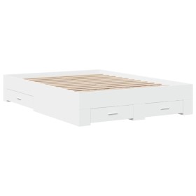 vidaXL Bettgestell mit Schubladen Weiß 135 x 190 cm Holzwerkstoff