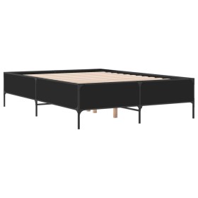 vidaXL Bettgestell Schwarz 150x200 cm Holzwerkstoff und Metall