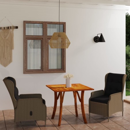 3-tlg. Garten-Essgruppe Braun