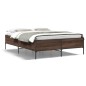 vidaXL Bettgestell Braun Eichen-Optik 135x190 cm Holzwerkstoff Metall vidaXL Bettgestell Braun Eichen-Optik 135x190 cm Holzwerkstoff Metall
