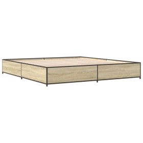 vidaXL Bettgestell Sonoma-Eiche 180x200 cm Holzwerkstoff und Metall