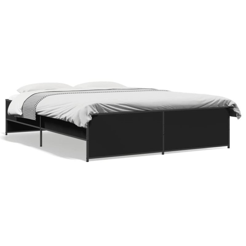 vidaXL Bettgestell Schwarz 150x200 cm Holzwerkstoff und Metall vidaXL Bettgestell Schwarz 150x200 cm Holzwerkstoff und Metall