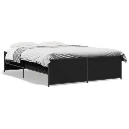 vidaXL Bettgestell Schwarz 120x190 cm Holzwerkstoff und Metall