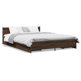 vidaXL Bettgestell mit Schubladen Braun Eichen-Optik 160x200 cm