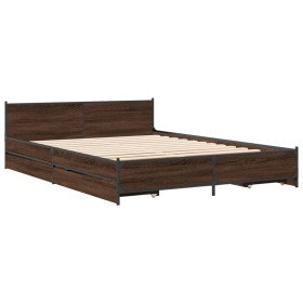 vidaXL Bettgestell mit Schubladen Braun Eichen-Optik 160x200 cm